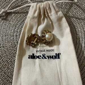 Gold and Pearl Clip On Earrings